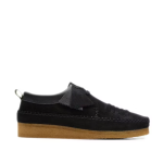 Men's  Pure Black Stitched Casual Shoes, Black Suede