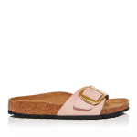 Women's Madrid Big Buckle Slippers Sandals, Soft Pink Nubuck Gold