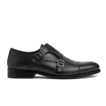 Men’s Slip-on Square Buckle Decorative Fashionable Leather Shoes,Black