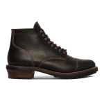 Men’s Thick Sole Lace up Waxed Leather Low Top Boots, Waxed Cacao