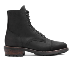 Men’s  Matte Leather Retro High Top Lace-up Martin Boots, Black Matte