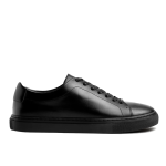 Men’s Lace-up Simple Solid Color Soft Leather Casual Shoes,Jet Black