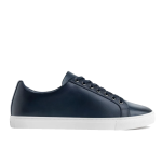 Men’s Solid Color Lace-up Soft Leather Simple Casual Shoes, Deep Blue