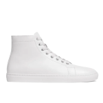 Men’s High Top Lace-up Simple Leather Casual Shoes,White