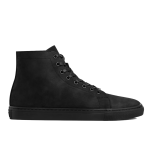 Men’s High Top Lace-up Simple Leather Casual Shoes, Black Matte