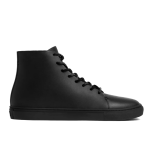 Men’s High Top Lace-up Simple Leather Casual Shoes, Black Vachetta