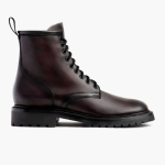 Men's High Top Zipper Lace up Martin Boots, Black Cherry