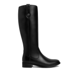 Women's Solid Color Simple One Button Decoration Zipper Leather Long Boots,  Black