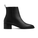 Women's Chunky Heel Elegant Simple Leather Zipper Short Boots,  Black