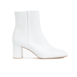 Women's Leather Pointed Zipper Short Boots,  White