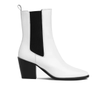 Women's Thick High Heel Elastic Mid-calf Boots, White