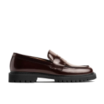 Women's Non-slip Leather Platform Loafers, Burgundy