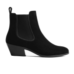 Women's Retro Suede Mid-heel Thick-soled Slip-on Trendy Boots，Black Suede