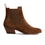 Women's Retro Suede Mid-heel Thick-soled Slip-on Trendy Boots，Cinnamon