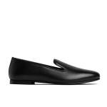 Women's Full Leather Nround Toe Slip-on Flat Casual Shoes, Black