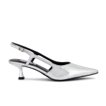 Kitten Heel Slingback Pumps Silver single shoes