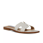 Women's Flat Slide Sandals,White