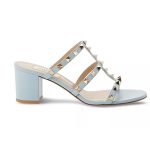 Light blue chunky heel rivet fashionable women's high heel sandals